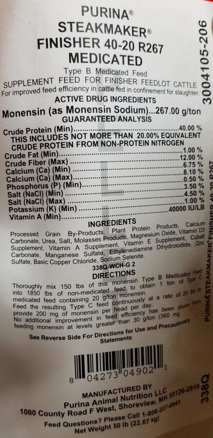 Purina SteakMaker 40-20 Finisher - 50 lb
